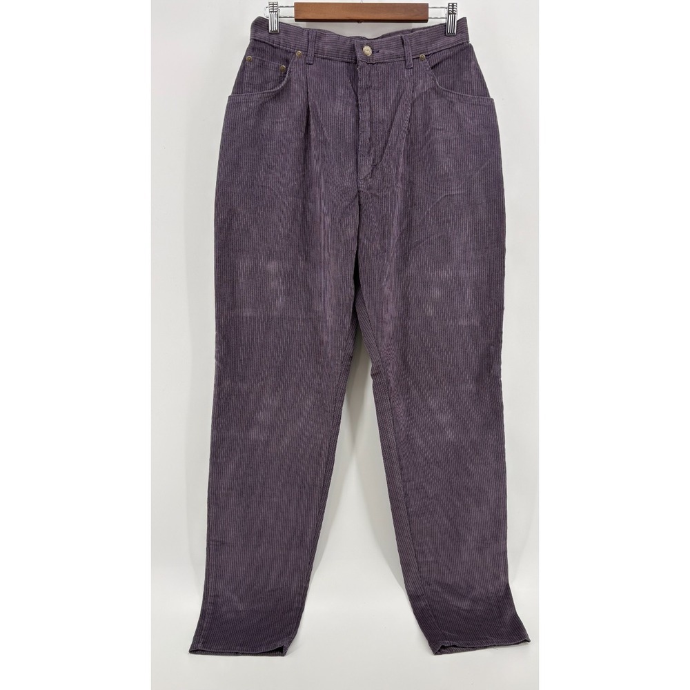 Lee Corduroy Pants Womens Purple Pleated High Waist Tapered Leg 16 Vintage